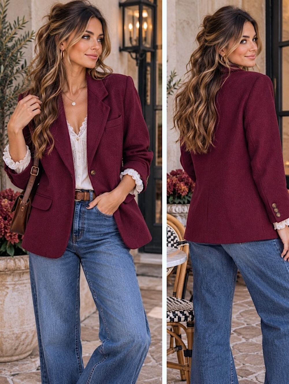 Eddie Bauer 100 Wool Blazer M Burgundy Oversized Preppy Old Money Academia Chic